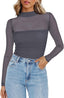 "Juno" Sheer Mesh Mock Neck Top