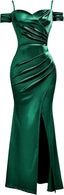 "Anastasia" Satin Off-Shoulder Gown