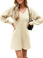 Novessi | Honeycomb Knit V-Neck Sweater Dress