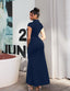 "Nadine" High Neck Draped Gown