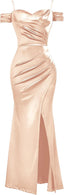 "Anastasia" Satin Off-Shoulder Gown