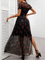 Osmira | Floral Mesh Short Sleeve Maxi Dress