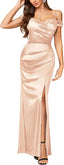 "Anastasia" Satin Off-Shoulder Gown