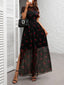 Osmira | Floral Mesh Short Sleeve Maxi Dress