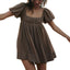 Mirelia | Babydoll Puff Sleeve Tie-Back Dress