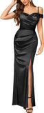 "Anastasia" Satin Off-Shoulder Gown