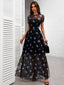 Osmira | Floral Mesh Short Sleeve Maxi Dress