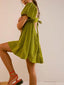 Mirelia | Babydoll Puff Sleeve Tie-Back Dress