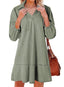 Dovanni | V-Neck Puff Sleeve Denim Babydoll Dress