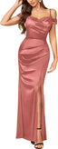 "Anastasia" Satin Off-Shoulder Gown