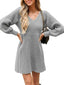Novessi | Honeycomb Knit V-Neck Sweater Dress