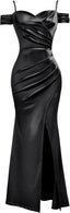 "Anastasia" Satin Off-Shoulder Gown