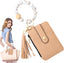 Neutral Beaded Card Case with Wristlet