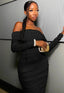 Velisse | Off-Shoulder Long Sleeve Ruched Party Mini Dress