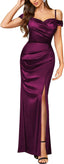 "Anastasia" Satin Off-Shoulder Gown