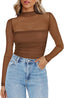 "Juno" Sheer Mesh Mock Neck Top