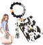 Neutral Beaded Card Case with Wristlet