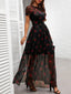 Osmira | Floral Mesh Short Sleeve Maxi Dress