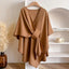 Oversized Belted Knit Cape