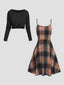 The "Hadley" 2-Piece Plaid Dress & Sweater Set
