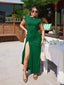 "Nadine" High Neck Draped Gown