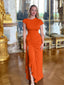"Nadine" High Neck Draped Gown