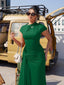"Nadine" High Neck Draped Gown