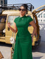 "Velise" Ruched High-Slit Maxi Dress