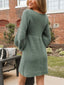 Novessi | Honeycomb Knit V-Neck Sweater Dress
