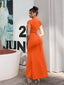 "Nadine" High Neck Draped Gown