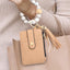 Neutral Beaded Card Case with Wristlet