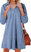 Dovanni | V-Neck Puff Sleeve Denim Babydoll Dress
