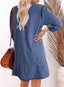 Dovanni | V-Neck Puff Sleeve Denim Babydoll Dress