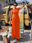 "Nadine" High Neck Draped Gown