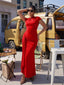 "Velise" Ruched High-Slit Maxi Dress