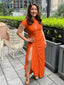 "Nadine" High Neck Draped Gown