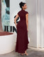 "Nadine" High Neck Draped Gown