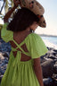 Mirelia | Babydoll Puff Sleeve Tie-Back Dress