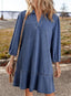Dovanni | V-Neck Puff Sleeve Denim Babydoll Dress