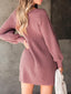 Novessi | Honeycomb Knit V-Neck Sweater Dress