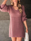 Novessi | Honeycomb Knit V-Neck Sweater Dress