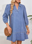 Dovanni | V-Neck Puff Sleeve Denim Babydoll Dress