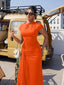 "Nadine" High Neck Draped Gown