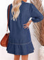 Dovanni | V-Neck Puff Sleeve Denim Babydoll Dress