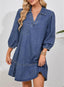 Dovanni | V-Neck Puff Sleeve Denim Babydoll Dress