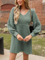 Novessi | Honeycomb Knit V-Neck Sweater Dress