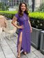 "Nadine" High Neck Draped Gown