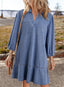 Dovanni | V-Neck Puff Sleeve Denim Babydoll Dress