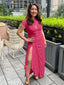 "Nadine" High Neck Draped Gown