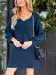 Novessi | Honeycomb Knit V-Neck Sweater Dress